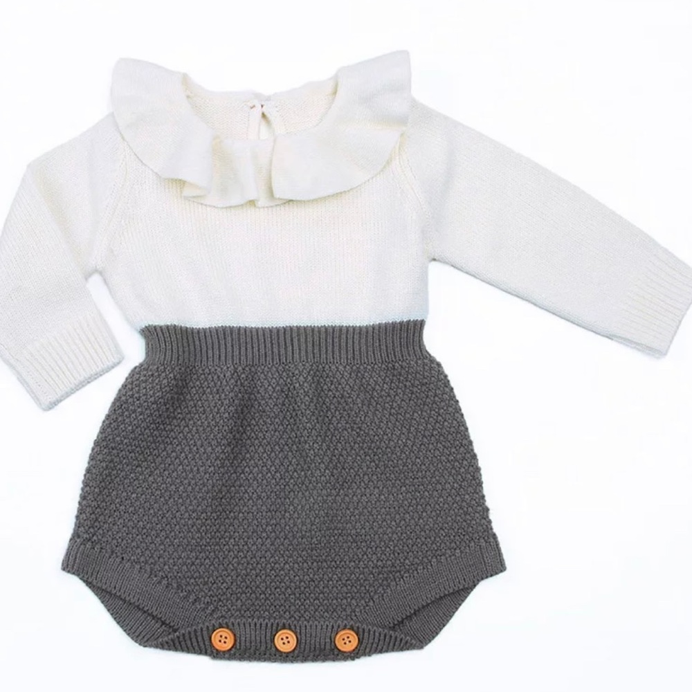 Patpat Baby Girl Sweater Onsie with Ruffle 6-9m